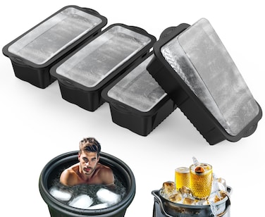 Housolution Large Ice Cube Molds, 4Pack 9.2LB Silicone Ice Block Molds for Ice Plunge Tub, Reusable Ice Cube Trays for Freezer, Ice Cube Molds for Ice Baths, Cold Plunge Accessories, Ice Bath Chiller