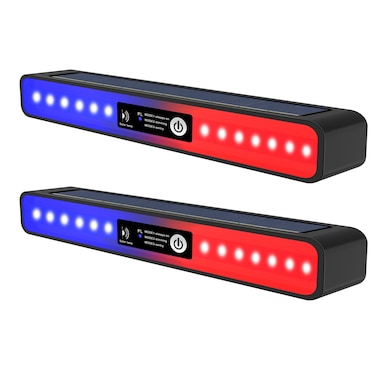 Aolyty Solar Lights Outdoor, 3 Work Modes Solar Strobe Lights Waterproof Wall Light Solar Warning Lights Bright White Light/Red &amp; Blue Light Flashing 2 Pack for Garden Patio Yard Front Door Home