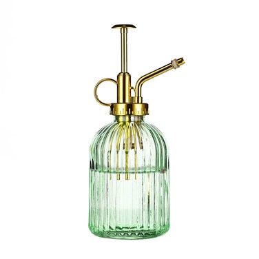 Aebor Glass Plant Mister Spray Bottle, 7.5" Green Glass Water Spray Bottle with Gold Top Pump Small Watering Can, Small Plant Sprayer Mister for Indoor Outdoor House Plant, Green+Gold (Green+Gold E)
