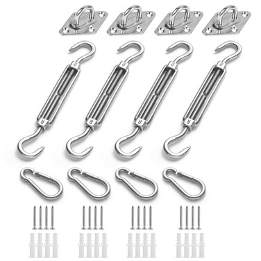 HOMPER Awning Attachment Set, Heavy Duty Sun Shade Sail Stainless Steel Hardware Kit for Garden Triangle and Square, Rectangle, Fixing Accessories