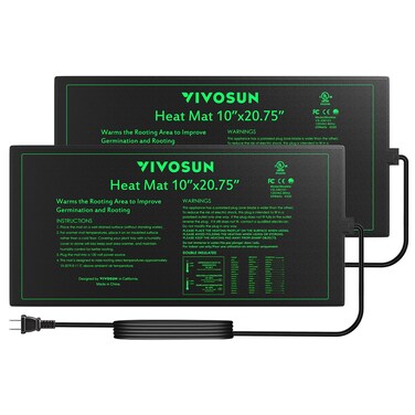 VIVOSUN 2 Pack Durable Waterproof Seedling Heat Mat 10" x 20.75" UL &amp; MET-Certified Warm Hydroponic Heating Pad for Germination, Indoor Gardening, Greenhouse