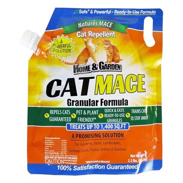 Nature's Mace Cat MACE 2.5lb Granules, Cat Repellent Outdoor to Keep Cats Away, Outdoor Cat Repellent for Yard, Garden, &amp; Plants, No-Dig Cat Repellent and Training Tool, Cat Repellent for Outdoor