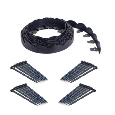 EasyFlex Scallop No-Dig Edging with Extra Anchoring Spikes - 40' Kit, Black (3210E-40CXX)