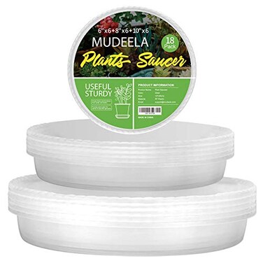 18 Pack Plant Saucers of 6 inch &amp; 8 inch &amp; 10 inch , Durable Plant Trays for Indoors Outdoors, Clear Plastic Flower Plant Pot Saucer, Made of Thicker, Stronger Plastic, with Taller Design (6"+8"+10")