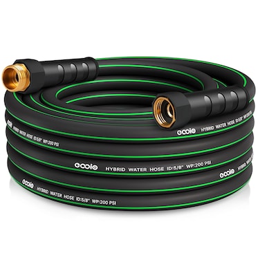 Heavy Duty Garden Hose 25ft, NON-EXPANDABLE Flexible Water Hose, Kink Resistant Lightweight Hybrid Hose, Leakproof Hose Male to Female Fittings, Drinking Water Safe