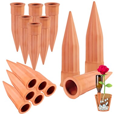 TKSCUSR Plant Self-Watering Stakes-15 Pack Terracotta Automatic Plant Waterer Devices Auto-Water Irrigation System for Indoor/Outdoor Plants