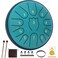 Rain Drum for Outside Garden,Steel Tongue Drum 6 Inche 11 Note Steel Drums Rain Chime,Raindrop Drum,with Soft Bag,Music Book,2 Mallets(green)
