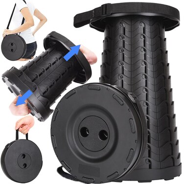 Fishboy Upgraded Collapsible Stool, 400lbs Max Weight, Lightweight But Sturdy, Portable Retractable Folding Telescoping Foldable Camping Stool for Adults Outdoor Fishing Hiking Travel BBQ