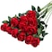 Hawesome 12PCS Artificial Silk Flowers Realistic Roses Bouquet Long Stem for Home Wedding Decoration Party A-Red -1