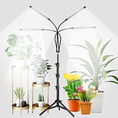 GHodec Grow Light with Stand, 5500K Full Spectrum Gooseneck Floor Plant Light for Indoor Plants Growing,5 Dimmable Levels &amp; Auto On/Off Timer,Tripod Stand Plant Lamp Height Adjustable