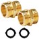 Hourleey Garden Hose Adapter, 3/4 Inch Solid Brass Hose Connectors, 2 Pack Hose Connector with 2 Extra Washers (Male to Male)