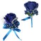 WANLIAN Rose Wrist Corsage Bridesmaid Corsage and Boutonniere Set for Wedding Prom Party Hand Flower Decoration Set of 2 (Blue)