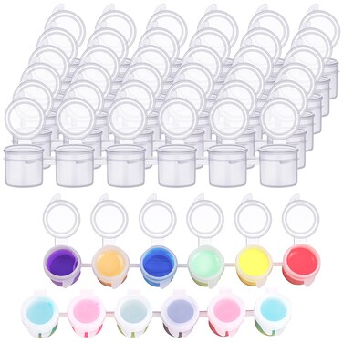 YGAOHF 36 Pcs Empty Paint Pots, Large empty Paint Pots with Lids, Easy Open Acrylic Paint Container Paint Strips for Kids Classroom School Painting Art Supplies