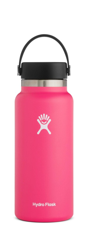 Hydro Flask Water Bottle - Stainless Steel &amp; Vacuum Insulated - Wide Mouth 2.0 with Leak Proof Flex Cap - 32 oz, Watermelon