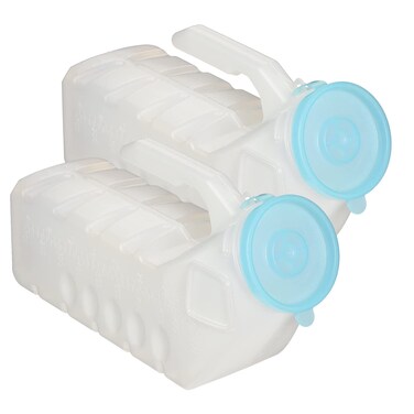 MedVance- Urinals for Men 1000ml with Glow in The Dark Spill Proof Pop Cap Lid, Plastic Pee Bottles for Men, Male Urinals, Pee Container Men, Portable Urinal for Car, Elderly &amp; Incontinence (2 Pack)