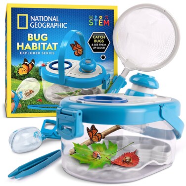 NATIONAL GEOGRAPHIC Bug Catcher Kit for Kids - Kids Bug Habitat with Magnified Viewer, Bug Catcher, Tweezers &amp; Learning Guide, Insect Habitat, Outdoor Toys, Kids Bug Catching Kit, Bug Cage, Bug Box