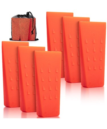 UNCO- Tree Felling Wedges with Spikes, 5.5", 6 pcs, Orange Wedges with Storage Bag, Splitting Wedge, Plastic Wedges for Tree Cutting, Logging Tools and Equipment, Chainsaw Wedges for Trees, Wood Wedge