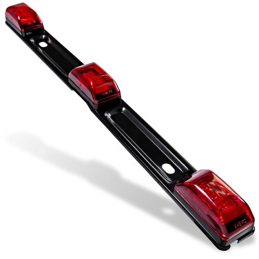 TRUE MODS 15" Inch 9 LED 3 Red Trailer Light Bar [DOT FMVSS 108] [SAE P2] [IP67 Submersible] 12V Identification Running Marker ID Center Rear Tail Lightbar Strip for 80" Enclosed Marine Boat Trailers