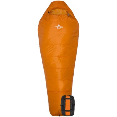 TETON Sports Altos-S 0F Ultralight Mummy Sleeping Bag for Camping, Hiking, Backpacking (Orange), 84 x 32 x 3
