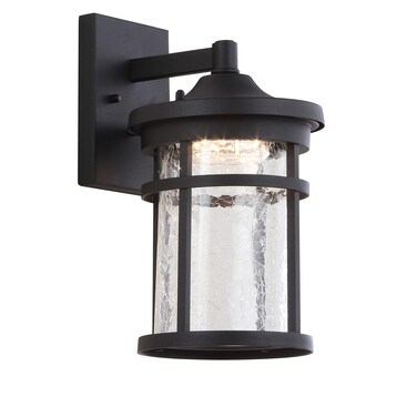 JONATHAN Y JYL7449A Campo 7.75" Outdoor Wall Lantern Crackled Glass/Metal Integrated Sconce French Country Industrial Rustic 3000K LED Bulbs Porch Patio Yard Garage Doorway Entryway, Black/Clear