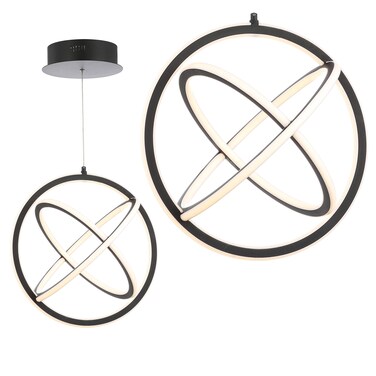 JONATHAN Y JYL7211A Orbit 16.5" Adjustable Integrated LED Metal Pendant Contemporary Dimmable Dining Room Living Room Kitchen Commercial Office, Black