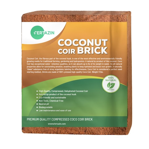 Premium Coco Coir Brick - 10LBS / 4.5KG - Makes 18-20 Gallons - OMRI Listed - Eco-Friendly - Low EC Triple-Washed - Compressed Growing Medium - Potting Soil Substrate for Gardens, Seeds and Plants