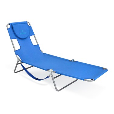 Ostrich Chaise Lounge Beach Chair for Adults with Face Hole- Versatile, Folding Lounger for Outside Pool, Sunbathing and Reading on Stomach - Deluxe, Foldable Laying Out Chair for Tanning (Blue)