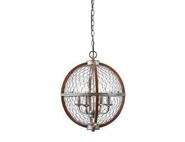 JONATHAN Y JYL7518A Gaines 16" 4-Light Adjustable Iron Rustic Industrial LED Pendant Industrial Cottage French Country Dimmable Dining Room Living Room Kitchen Foyer Bedroom Hallway, Silver/Brown