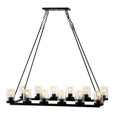 JONATHAN Y JYL7555A Athos 45.5" 12-Light Iron Rustic Farmhouse Linear LED Chandelier Pendant Bohemian Cottage Rustic Dining Room Living Room Kitchen Foyer Bedroom Hallway, Oil Rubbed Bronze