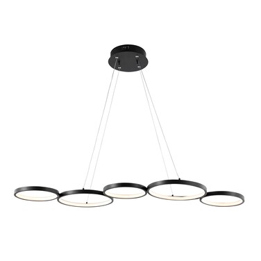 JONATHAN Y JYL7101A Roman 40.75" 5-Light Bohemian Coastal Iron Linear Integrated LED Pendant Contemporary Industrial Adjustable Dining Room Living Room Kitchen Island Foyer Bedroom Hallway, Black