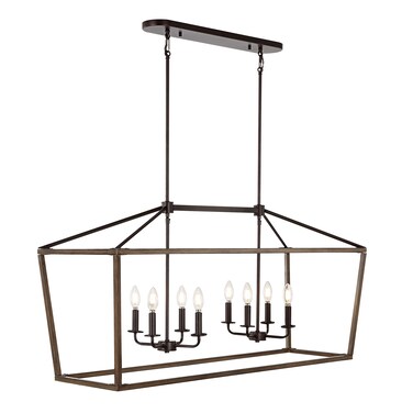 JONATHAN Y JYL1324A Oriana 46" 8-Light Iron Farmhouse Industrial Lantern LED Pendant Rustic Bohemian Dimmable Cozy 2700K Warm Light Dining Room Living Room Kitchen Bedroom, Oil Rubbed Bronze/Faux Wood