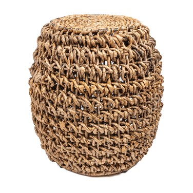 JONATHAN Y TBL2000A Sage 21" Rustic Bohemian Barrel-Style Abaca/Iron Handwoven Indoor/Outdoor Stool Coastal, Rustic, Mid-Century, Southwestern, Patio, Garden Room, Bathroom, Living Room, Brown