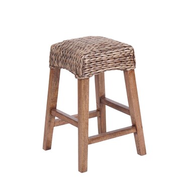JONATHAN Y CSL1101A Maui 25.5" Rustic Bohemian Hyacinth/Wood Backless Counter Stool for Home, Kitchen, Dining Room, Workspaces, Cafes and Resturants, Brown Wash Woven Seat with Natural Wood Frame