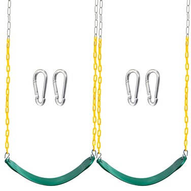 TURFEE 2 Pack Green Swing Seats Heavy Duty with 66" Chain, Swing Set Accessories Replacement with Snap Hooks for Kids Outdoor Play Playground, Trees, Playground(Green)
