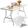 YITAHOME 6ft Folding Table, Heavy Duty Folding Table w/1.5" Thick Tabletop, Portable Outdoor Folding Table w/Carrying Handle for Camping Picnic Parties/Indoor Events, White