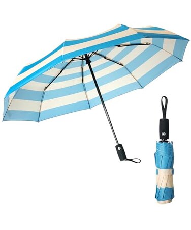 Mr. Pen- Windproof Travel Umbrella, Blue Stripes Automatic Umbrellas for Rain, Compact Umbrella, Travel Umbrella Compact, Umbrella Windproof Umbrella, Umbrellas for Rain Windproof, Portable Umbrella