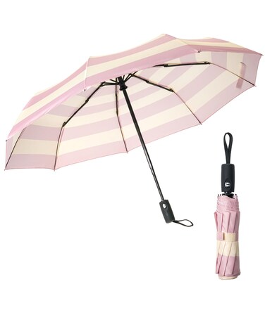 Mr. Pen- Windproof Travel Umbrella, Pink Stripes, Automatic Umbrellas for Rain, Compact Umbrella, Travel Umbrella Compact, Umbrella Windproof Umbrella, Umbrellas for Rain Windproof, Portable Umbrella