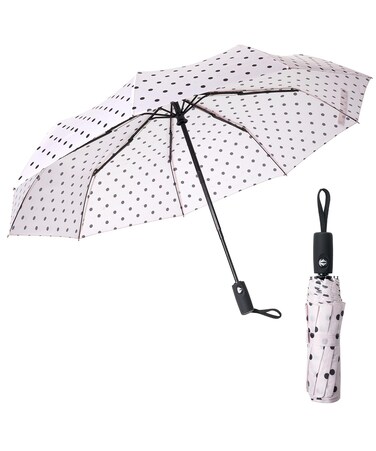 Mr. Pen- Windproof Travel Umbrella, White Polka Dots, Automatic Umbrellas for Rain, Compact Umbrella, Travel Umbrella Compact, Portable Umbrella Windproof Umbrella, Umbrellas for Rain Windproof