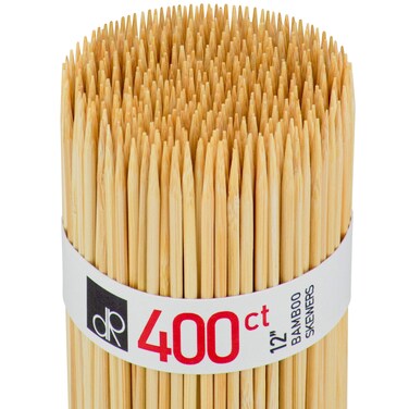 DecorRack 12" Natural Bamboo Skewers Sticks, 400 Wood Skewers for BBQ, Grilling, Kabob, Appetizers, Fruits, Smores, Cocktail, Brunch, Fondue Sticks, Barbeque, DIY Crafting, 12 inch (400 pack)