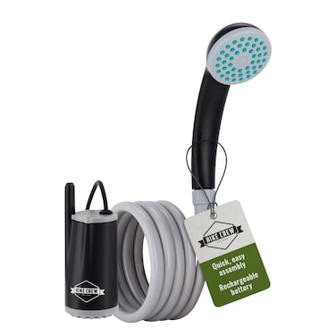 Hike Crew Portable Battery-Operated Shower with LED Light   Outdoor Camping Handheld Shower Head with 70-Min Rechargeable Battery, Water Purifying Pump, 6-Ft Hose &amp; Hands-Free Suction Cup Hook Mount