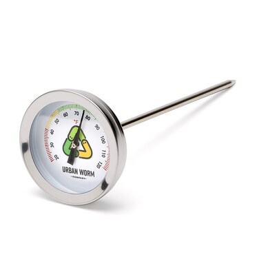Urban Worm Soil Thermometer - 5-in Stainless Steel Stem - Perfect for Gardening &amp; Worm Bin