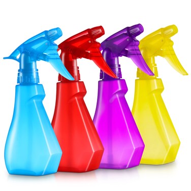 DilaBee Plastic Spray Bottles (4 Pack) - 8oz Spray Bottle for Hair, Gardening, Cleaning Solutions, Grilling - Water Spray Bottle for Pet Correction - Heavy Duty Spray Bottles for Cleaning BPA Free
