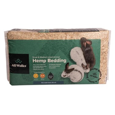 All Walks 18.5L 100% Natural Hemp Bedding - Odor Control, Dust-Free, Chemical-Free, for Chicken Coops, Hamsters, Rabbits &amp; Small Animals, Biodegradable, Made in USA, Highly Absorbent