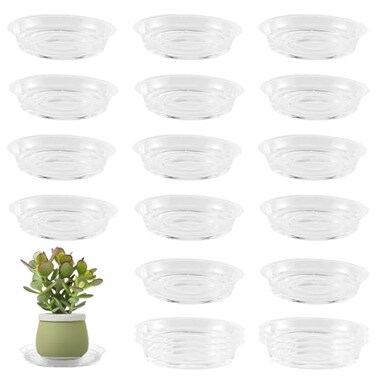 UltraOutlet 20 Pack 6 Inch Plant Saucers Clear Plastic Plant Saucer Drip Trays Small Plant Plate Dish for Indoor Flower Pots and Planters, Bulk