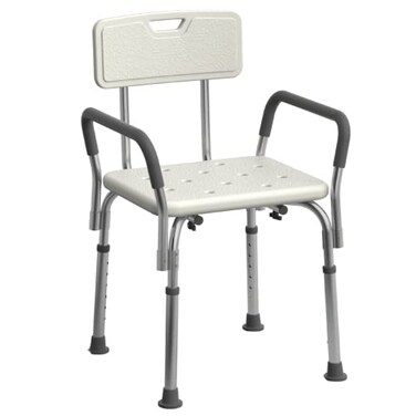 Medline Shower Chair Seat with Padded Armrests and Back   Heavy Duty Shower Chair for Bathtub   Slip Resistant Shower Seat with Adjustable Height   Shower Chair for Inside Shower with 350 lb Capacity