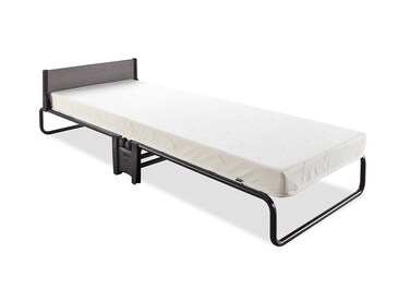 Jay-Be Inspire Cot Folding Bed with Rebound e-Fibre Mattress and Headboard, Regular, Black Frame