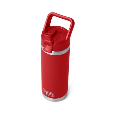 YETI Rambler 18 oz Bottle, Vacuum Insulated, Stainless Steel with Color Matching Straw Cap, Rescue Red