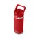 YETI Rambler 18 oz Bottle, Vacuum Insulated, Stainless Steel with Color Matching Straw Cap, Rescue Red