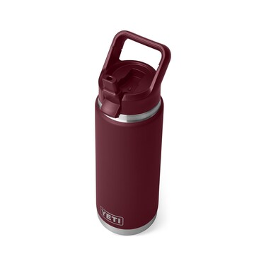 YETI Rambler 26 oz Bottle, Vacuum Insulated, Stainless Steel with Color Matching Straw Cap, Wild Vine Red