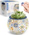 PieceRelax 3D Puzzle Planter - Retro Tiles - Small Round Plant Pots with Drainage, Home Decor Flower Pots for Indoor Cactus, Succulents Pots [K1104]